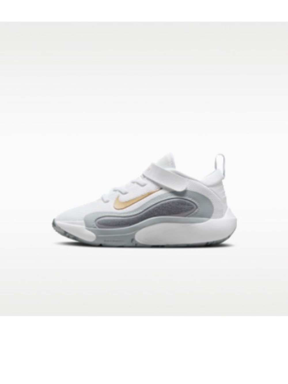 Nike Kids' Sneakers - White, Grey & Metallic Gold